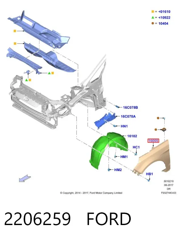 Крило переднє ліве 2206259 Ford