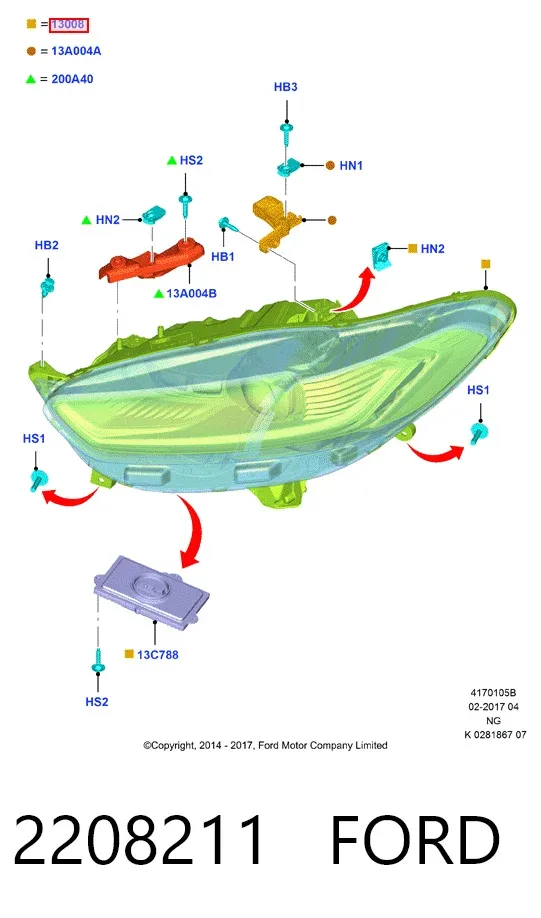 Фара права ES7313D154CD Ford
