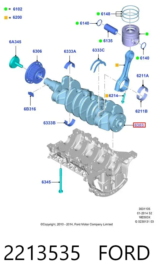 Колінвал 2213535 Ford