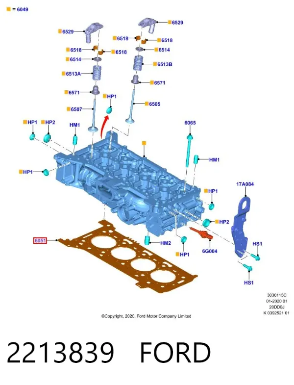 Прокладка ГБЦ 2213839 Ford