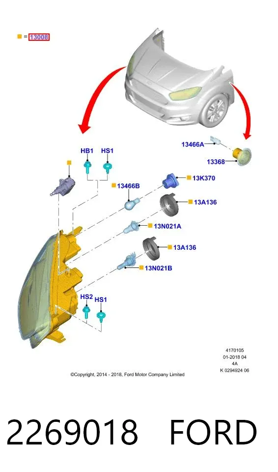 Фара права 2269018 Ford