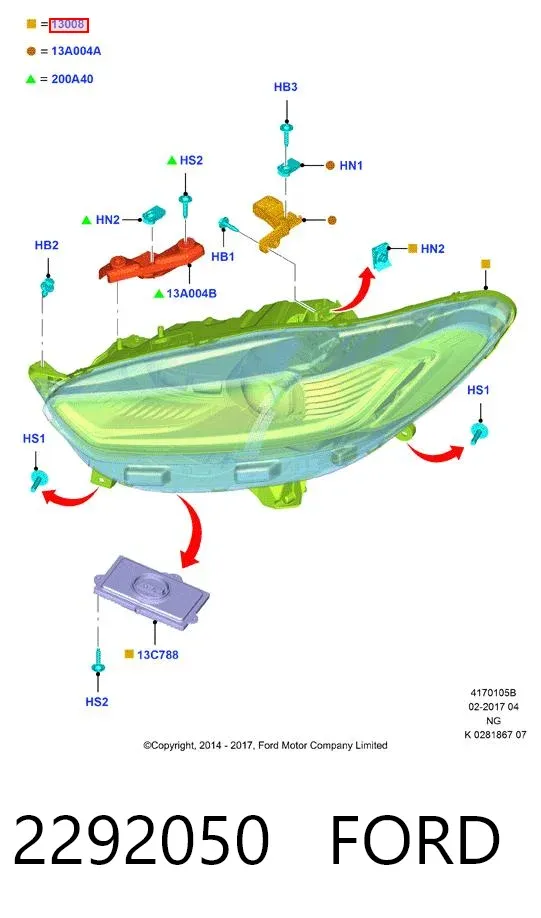Фара права 2292050 Ford