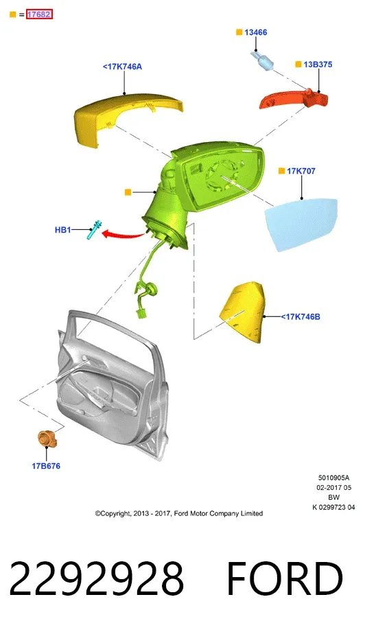 Ліве бокове дзеркало 2292928 Ford