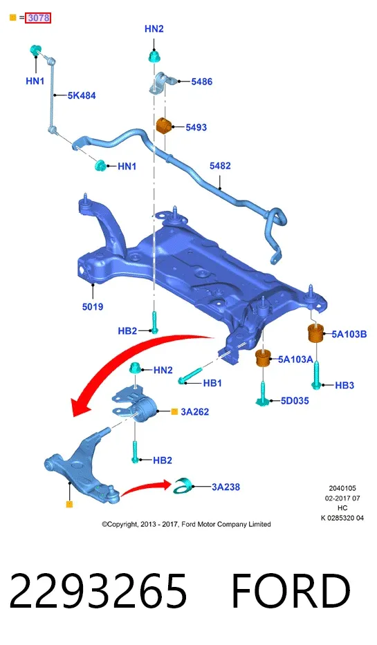 Важіль передньої підвіски нижній, лівий 2293265 Ford