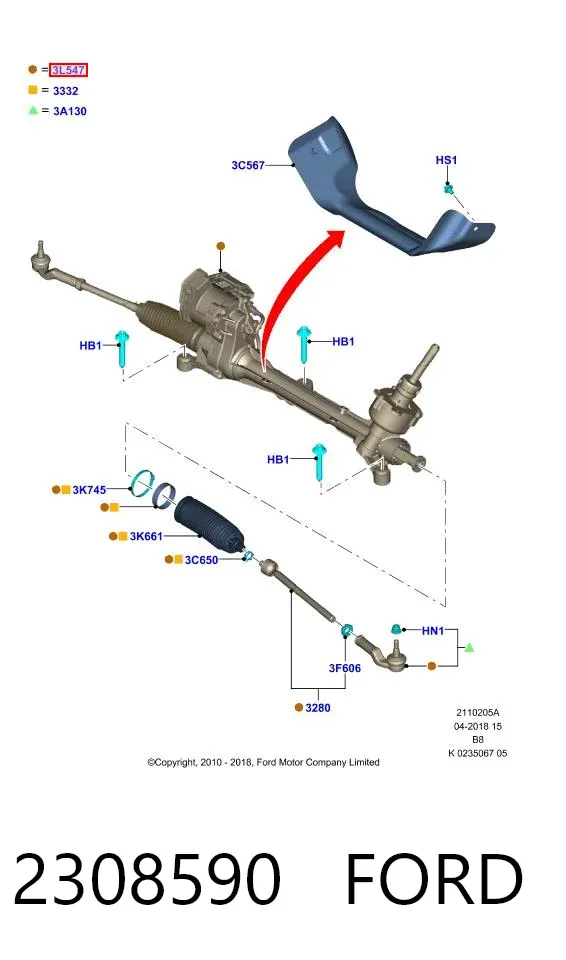 Рульова рейка 2308590 Ford