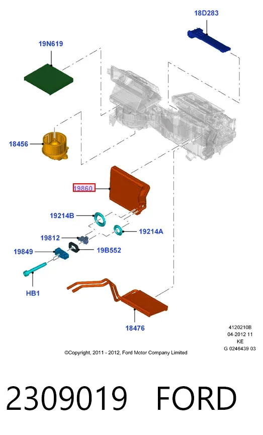 Випаровувач кондиціонера 2309019 Ford