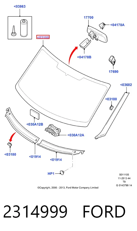 Лобове скло 2314999 Ford