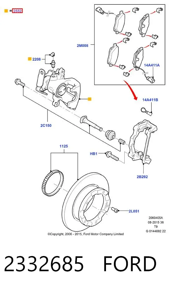 Супорт задній правий 2332685 Ford