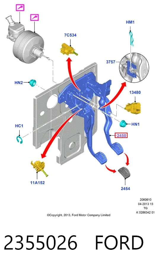 Кронштейн педалей, педальний вузол 2355026 Ford