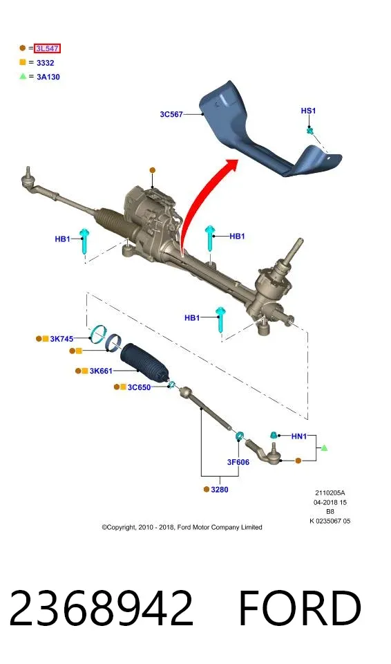 Рульова рейка 2368942 Ford