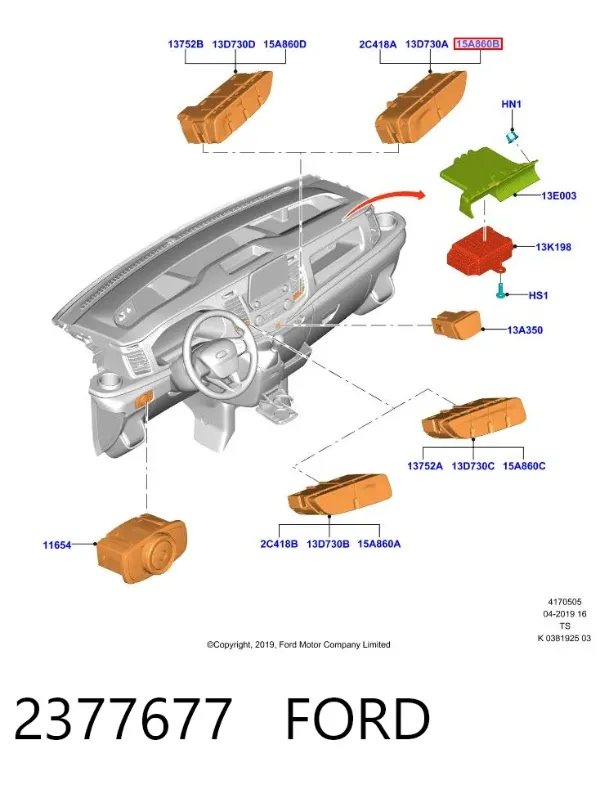 Кнопка запуску двигуна 2377677 Ford