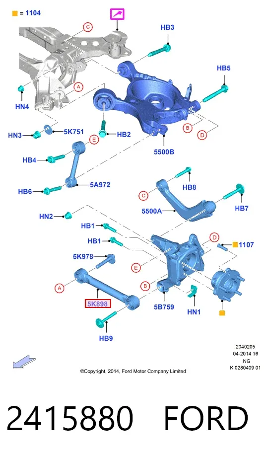 Сайлентблок заднього поперечного важеля, внутрішній 2415880 Ford