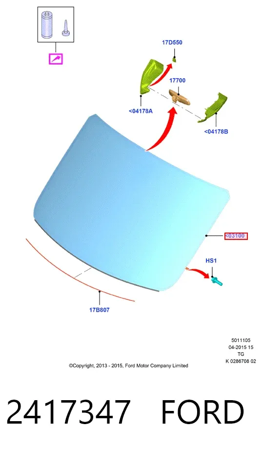 Лобове скло 2417347 Ford
