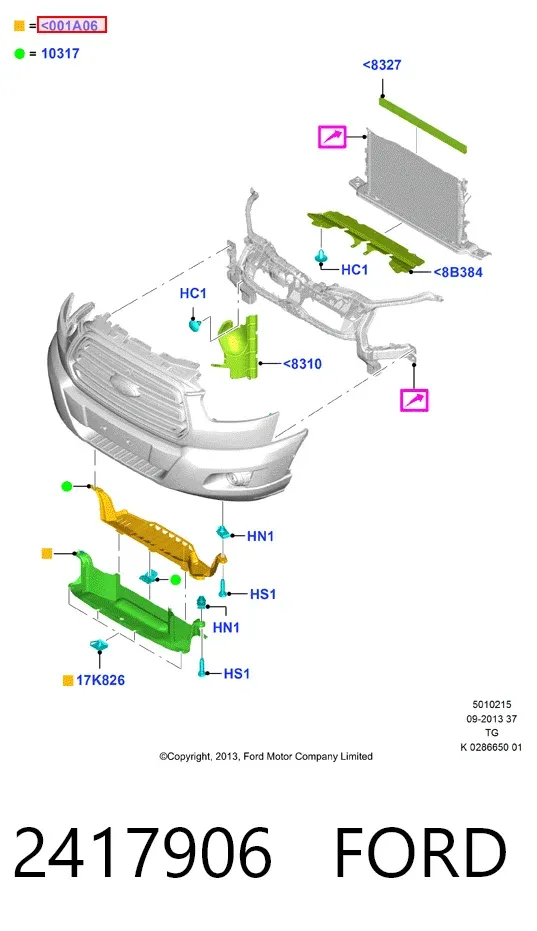 Повітропровід (дефлектор) радіатора, нижній 2417906 Ford