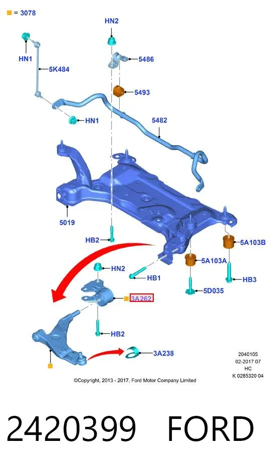 Сайлентблок переднього важеля 2420399 Ford