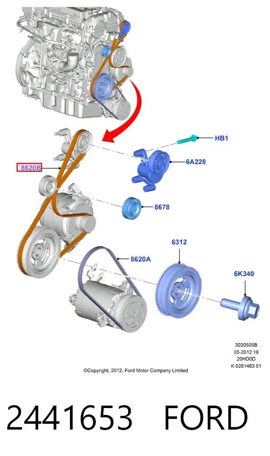 Ремінь генератора 2441653 Ford