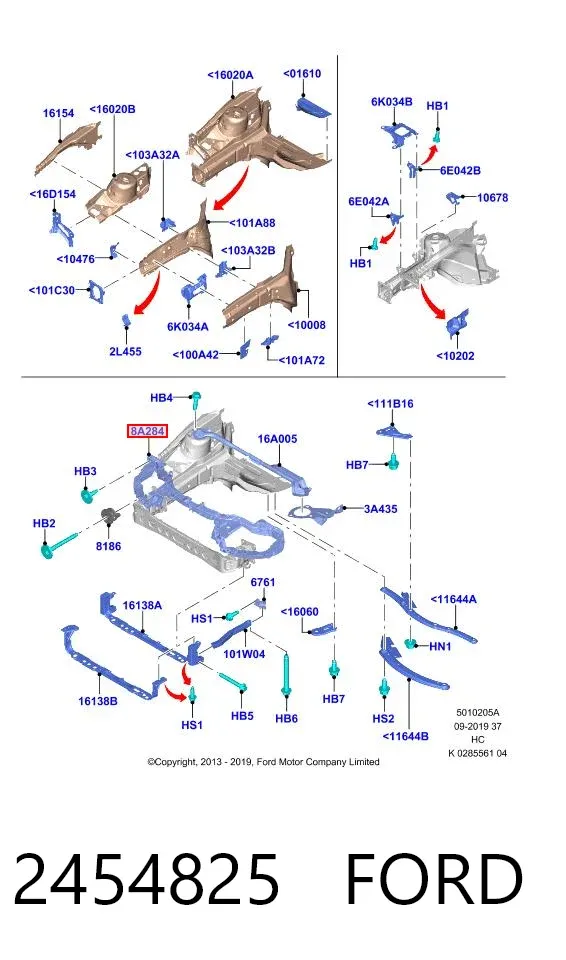 Супорт радіатора верхній/монтажна панель кріплення фар 2454825 Ford