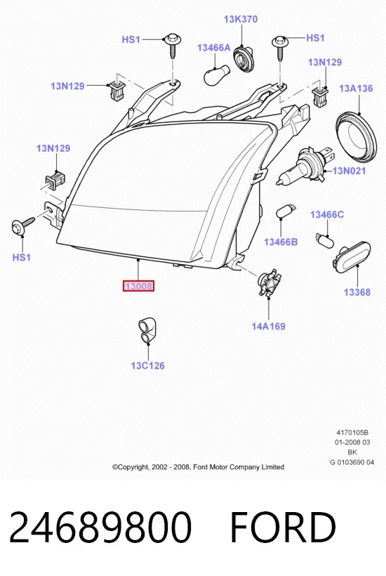 Фара права 24689800 Ford