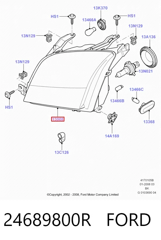 Фара права 24689800R Ford