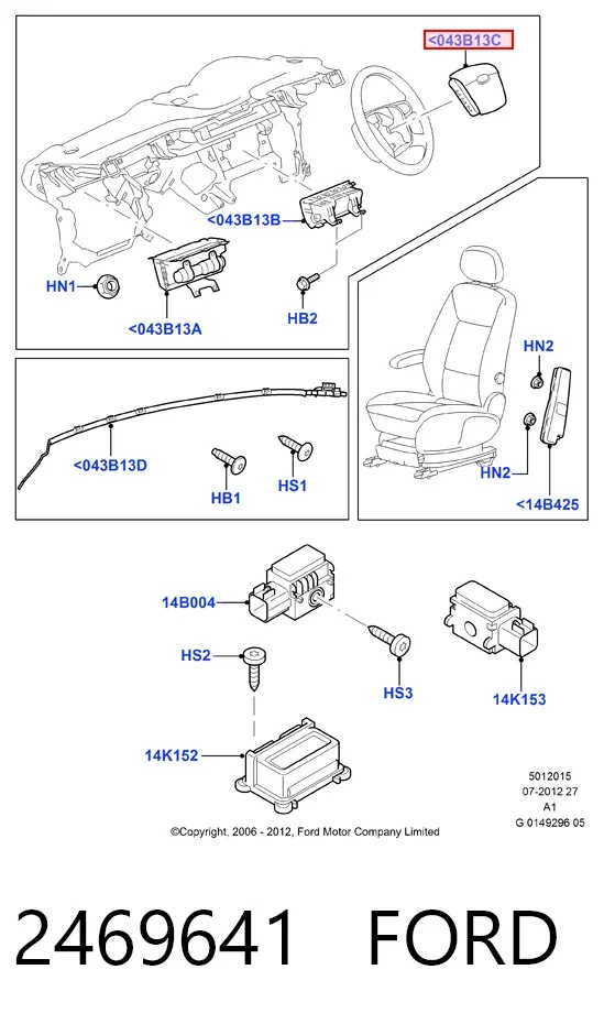Подушка безпеки, водійська, AIRBAG 2469641 Ford