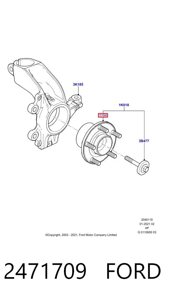 Цапфа - поворотний кулак передній, правий 2471709 Ford