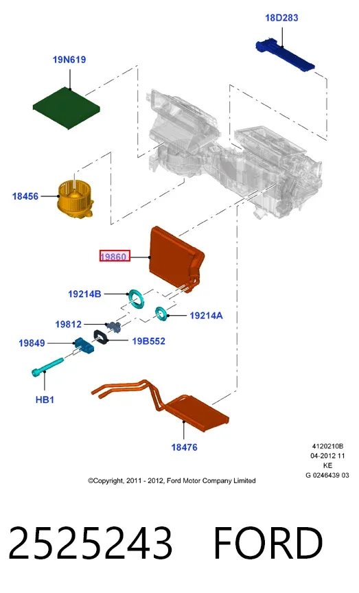 Випаровувач кондиціонера 2525243 Ford
