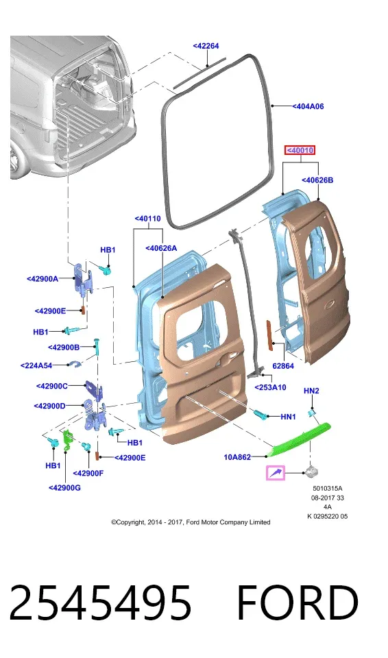 Двері фургона задні, розпашні, праві 2545495 Ford