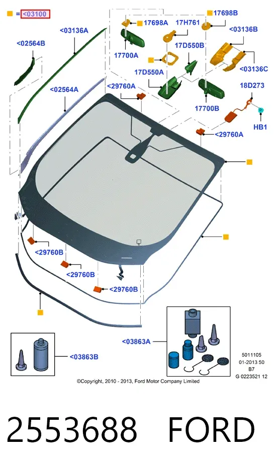 Лобове скло 2553688 Ford