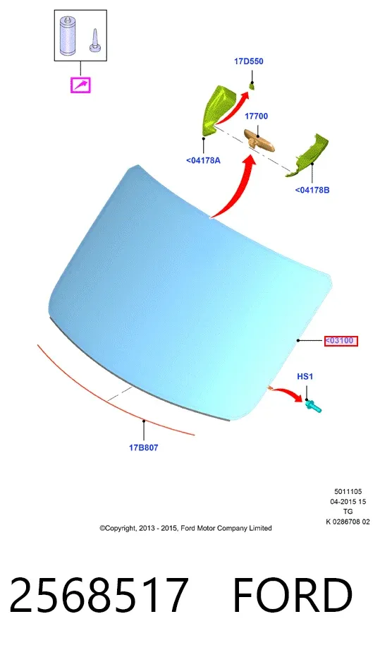 Лобове скло 2568517 Ford