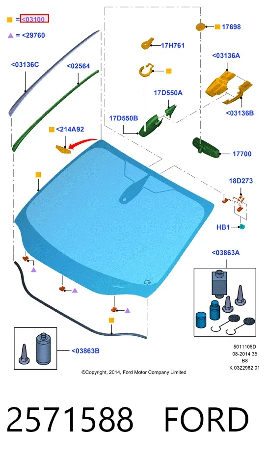Лобове скло 2571588 Ford
