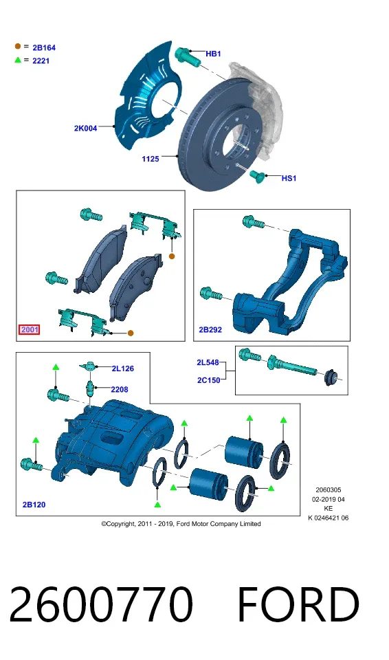 Передні тормозні колодки 2600770 Ford
