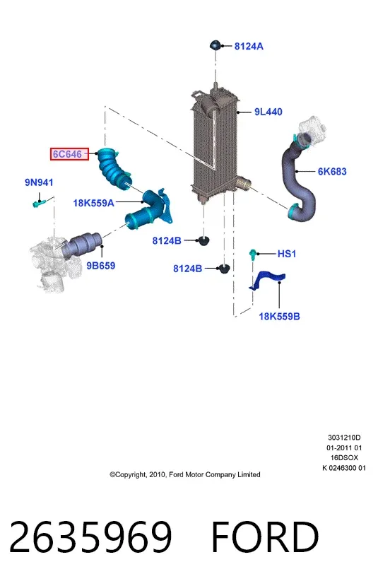 Шланг/патрубок интеркуллера 2635969 Ford