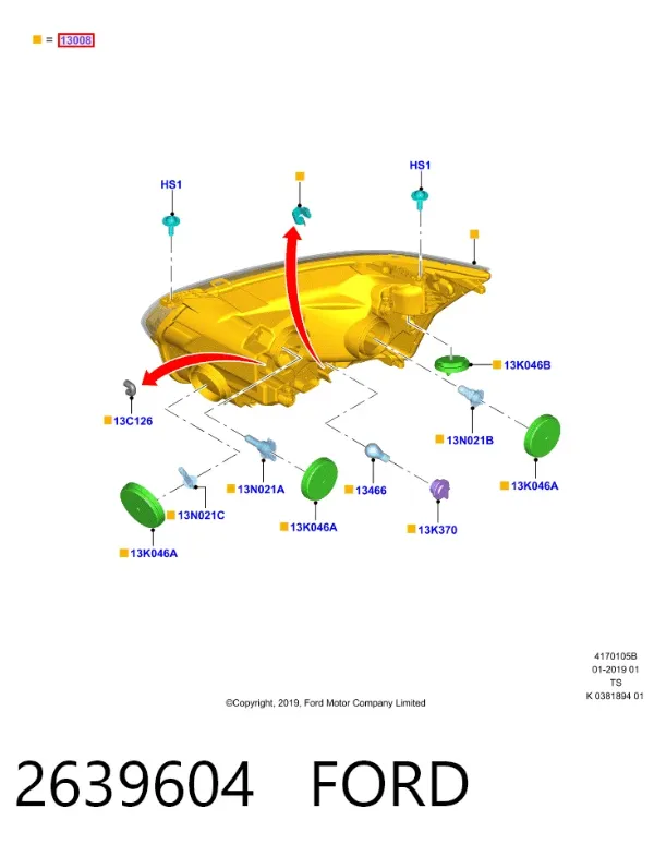 Фара права 2639604 Ford