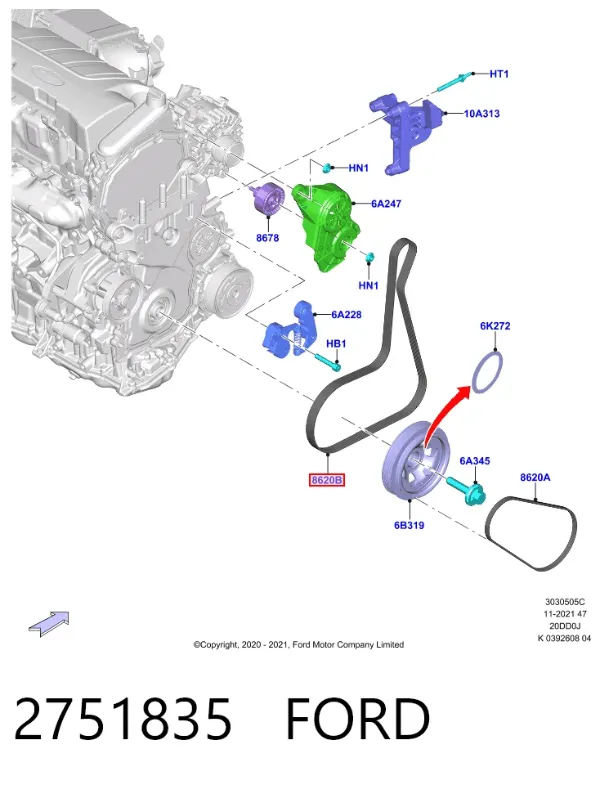 Ремінь генератора 2751835 Ford