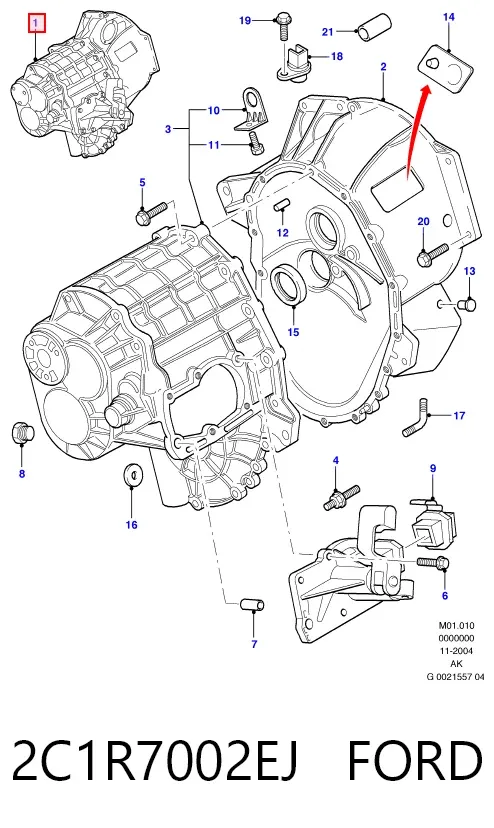 Коробка передач 2C1R7002EJ Ford