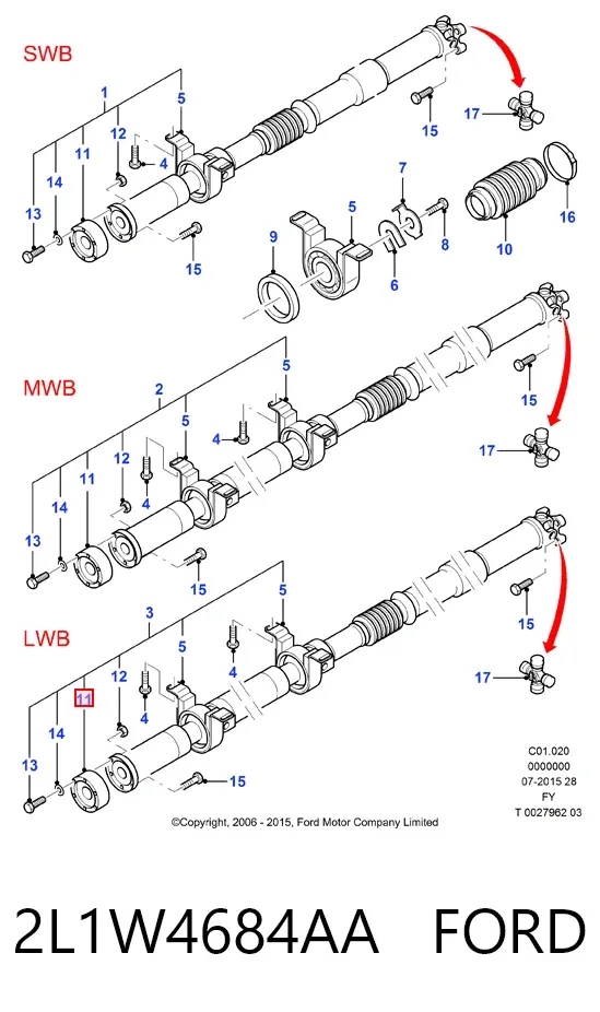 Муфта кардана еластична, передня 2L1W4684AA Ford
