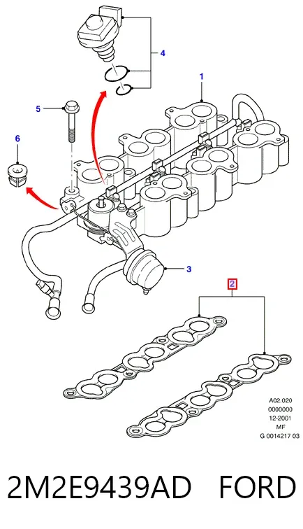 Прокладка впускного колектора, нижня 2M2E9439AD Ford
