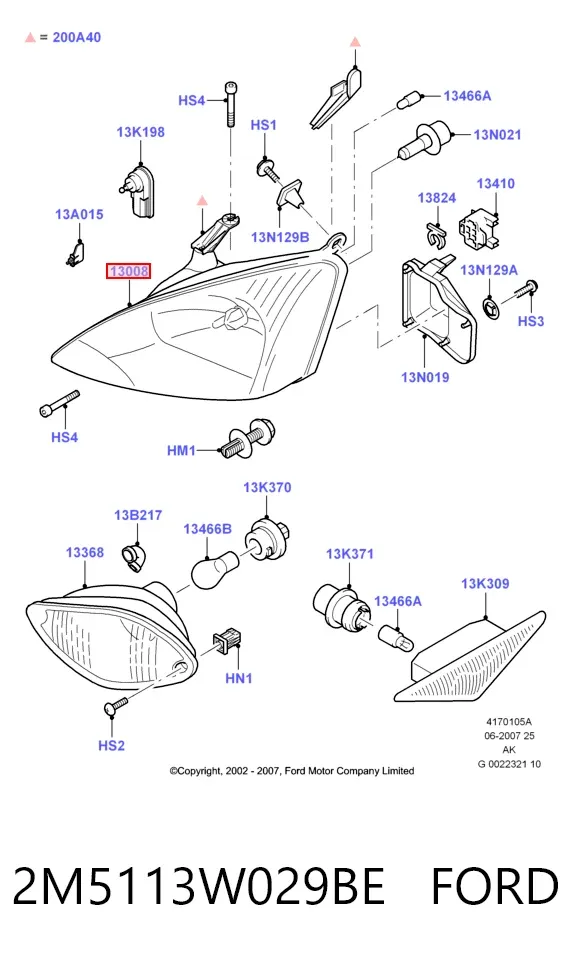 Фара права 2M5113W029BE Ford