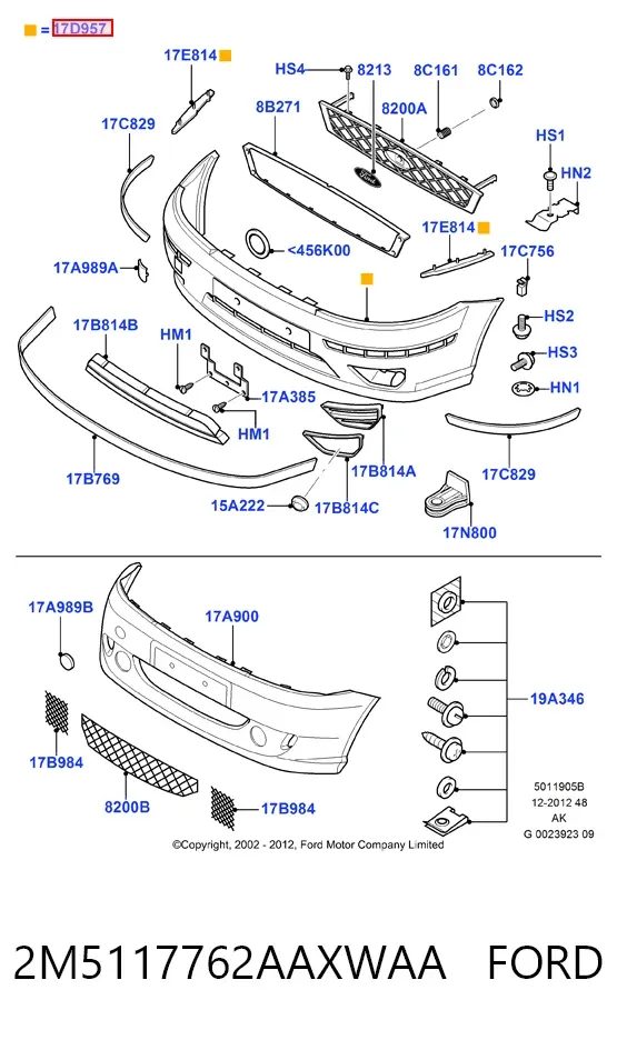 Передній бампер 2M5117762AAXWAA Ford