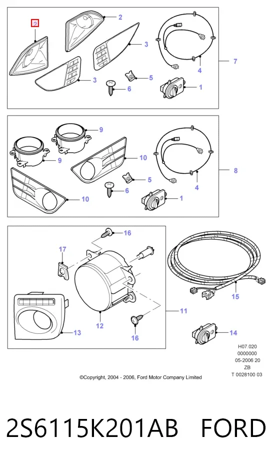 Фара протитуманна, права 2S6115K201AB Ford