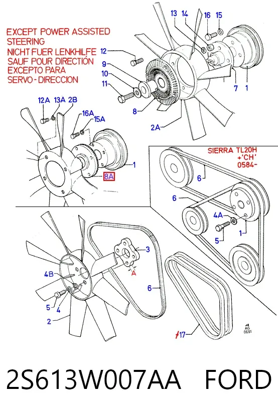 Вискомуфта вентилятора 2S613W007AA Ford
