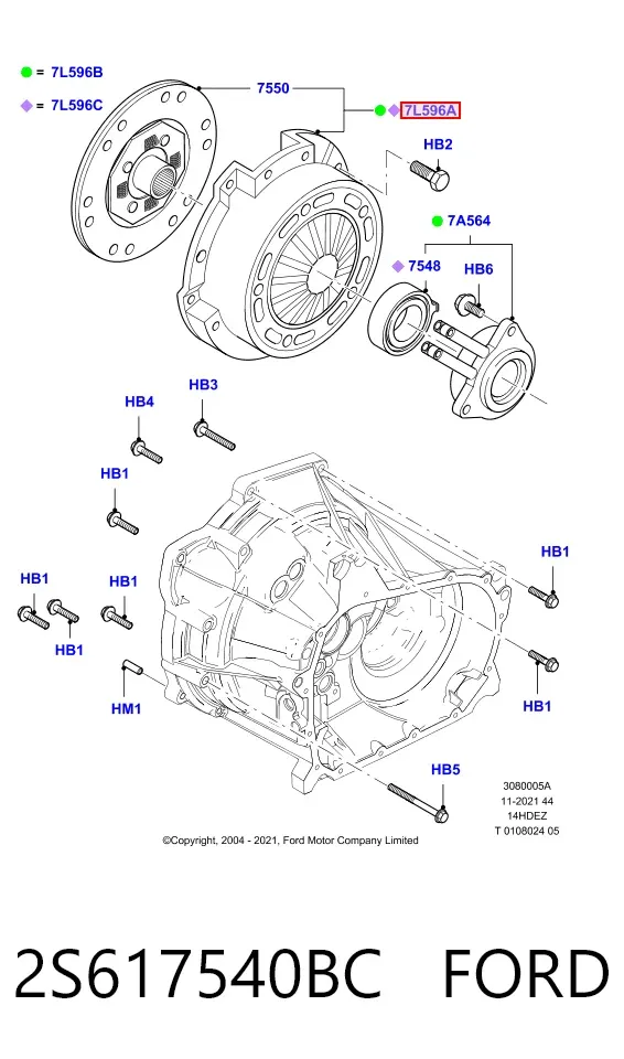 Зчеплення 2S617540BC Ford