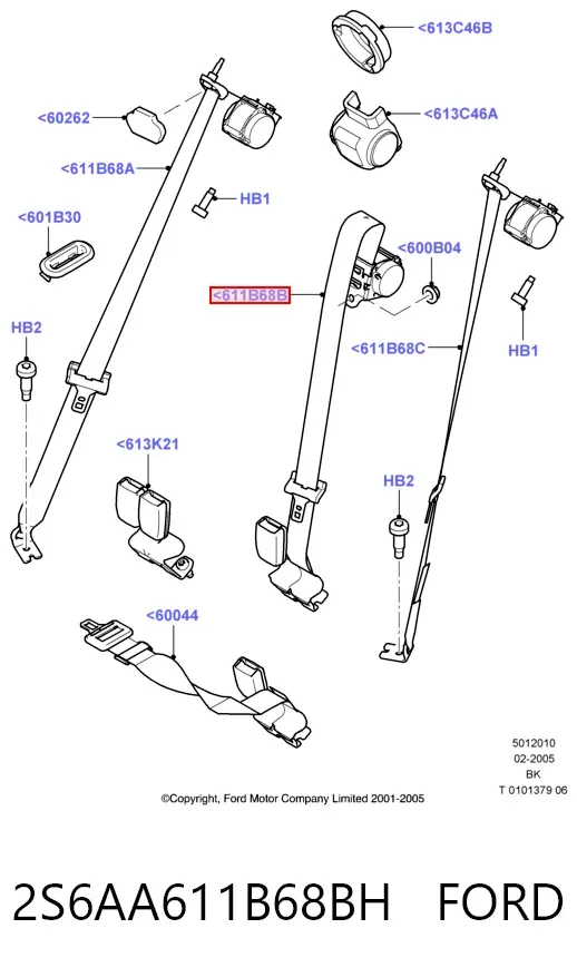 Пасок безпеки задній центральний 2S6AA611B68BH Ford