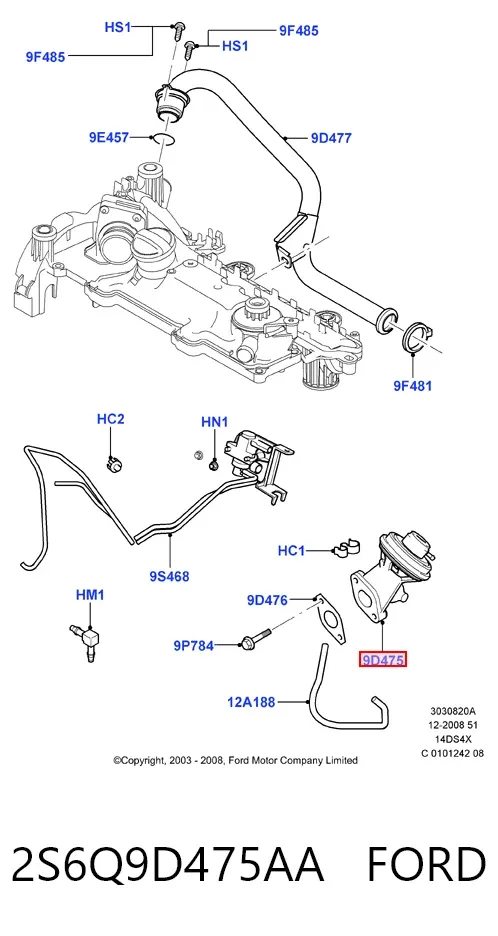 Клапан ЄГР 2S6Q9D475AA Ford