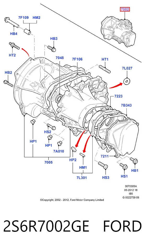 Коробка передач 2S6R7002GE Ford