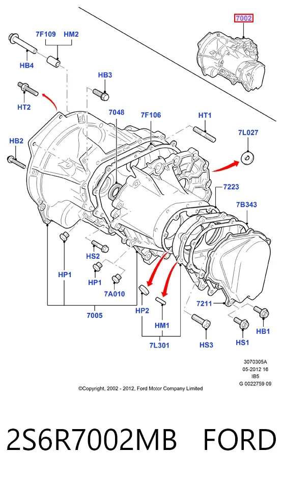 Коробка передач 2S6R7002MB Ford