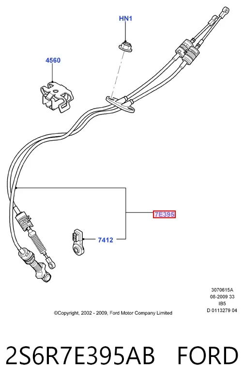 Трос перемикання передач 2S6R7E395AB Ford