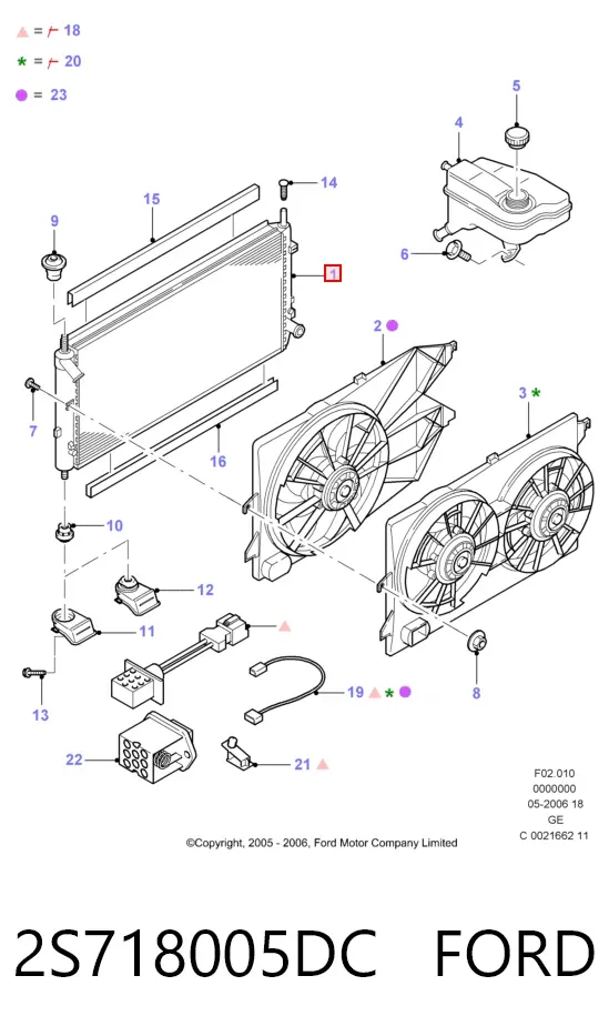 Радіатор 2S718005DC Ford