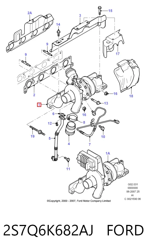 Турбіна 2S7Q6K682AJ Ford