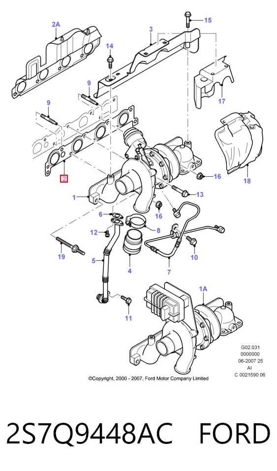 Прокладка колектора 2S7Q9448AC Ford